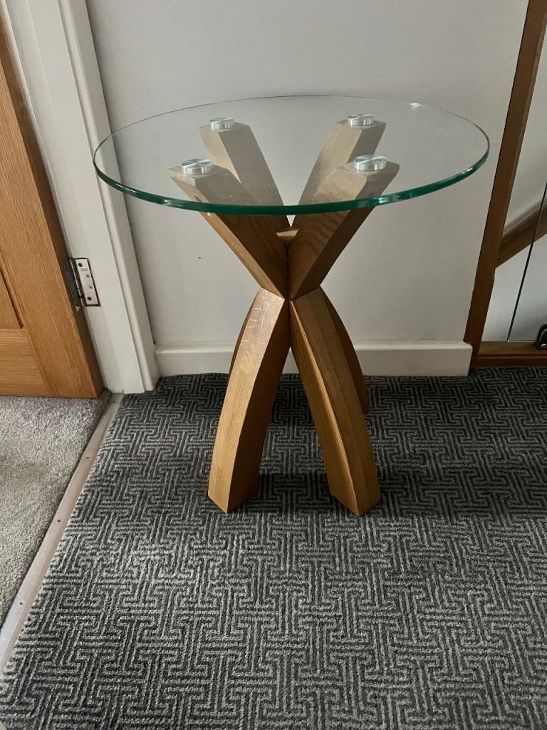 Next natural Oak & Glass Side Table