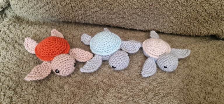 Handmade medium crochet turtles