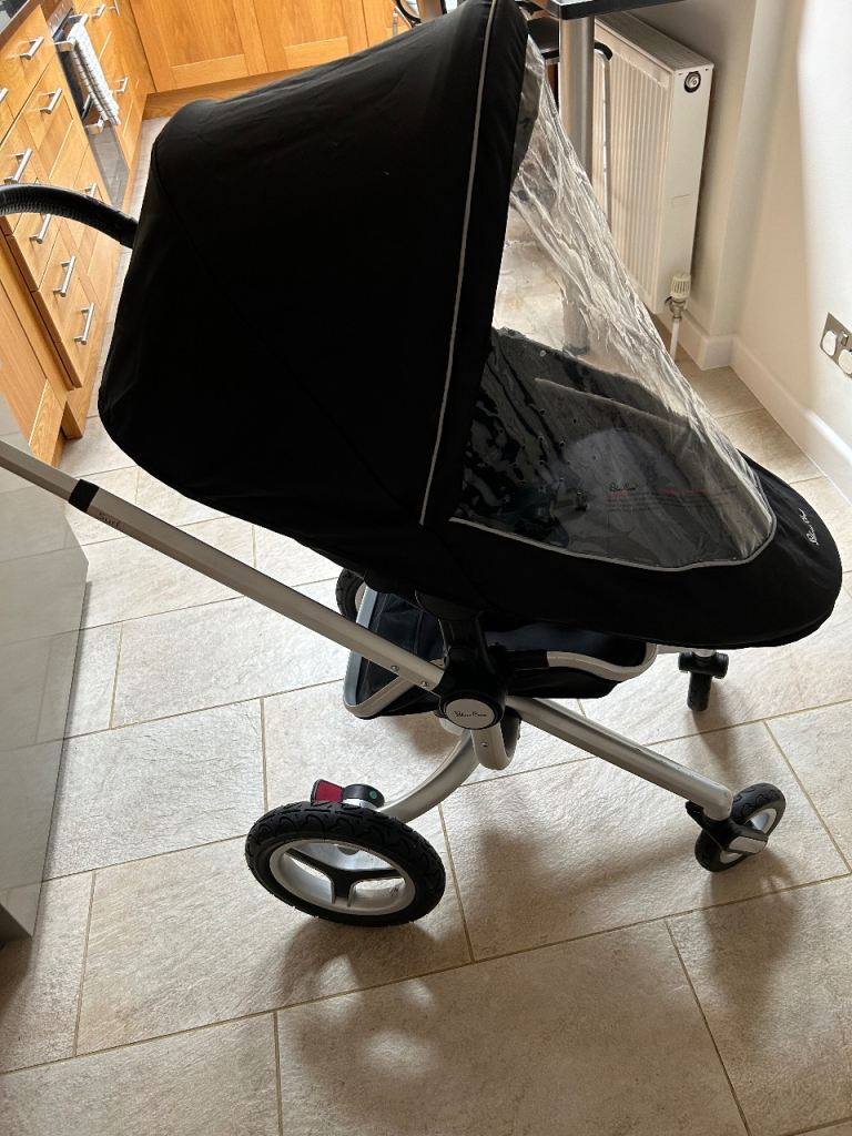 Silver Cross Surf Pram/Pushchair with Bassinet - Black/Silver