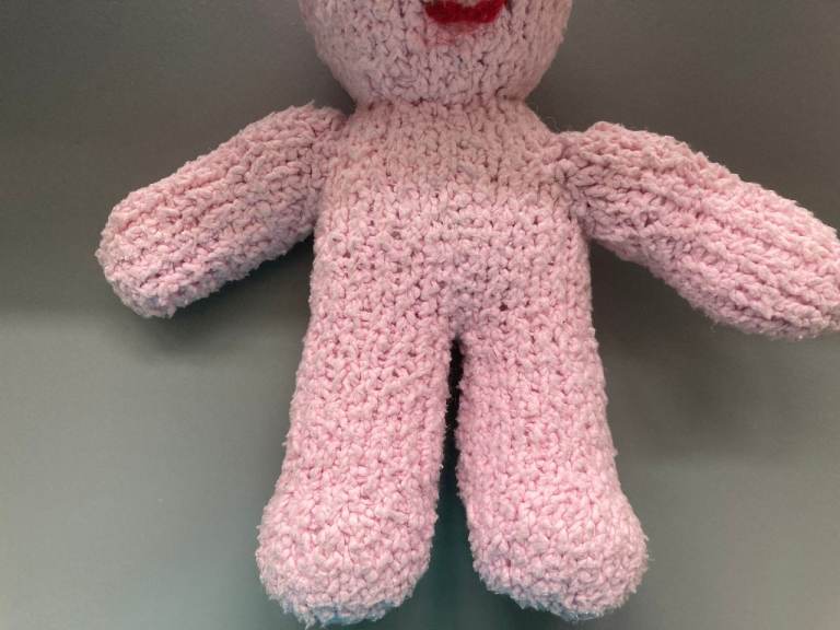 Hand knitted pink Teddy Bear toy – BRAND NEW – post or collect
