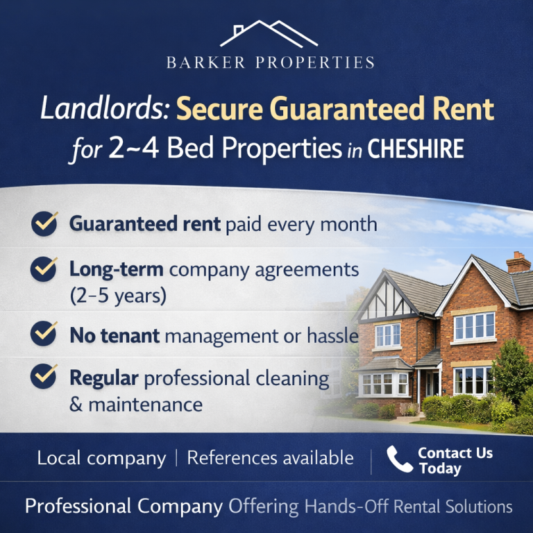 Professional Company Seeking 2–4 Bedroom Properties to Rent in Cheshire