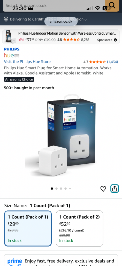 Phillips hue smart wifi plugs x2 