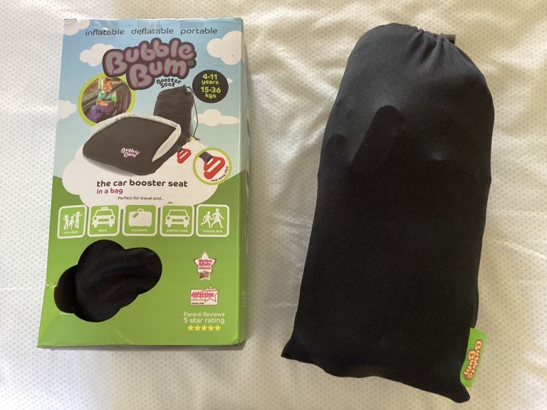 Two Bubblebum inflatable booster car seats. One seat boxed but will sell separately.