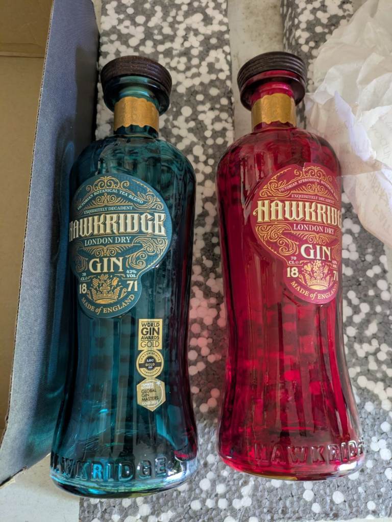 Hawkridge gin empty bottles