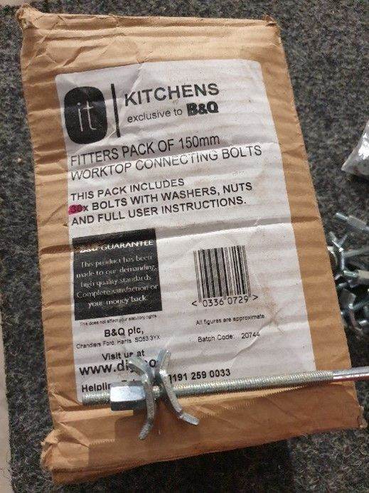 B&Q IT KITCHENS 150mm Worktop Connecting Bolts – New
