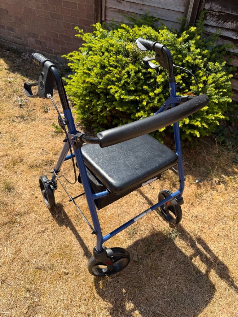 Blue Mobility Walker with Seat – Good Condition