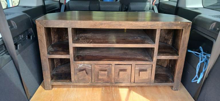 Solid Wood TV Unit / Media Console – Good Condition