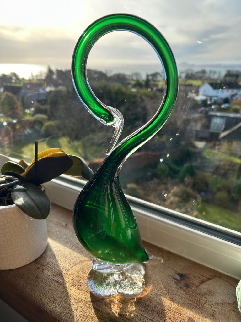 Green swan glass maybe Murano 