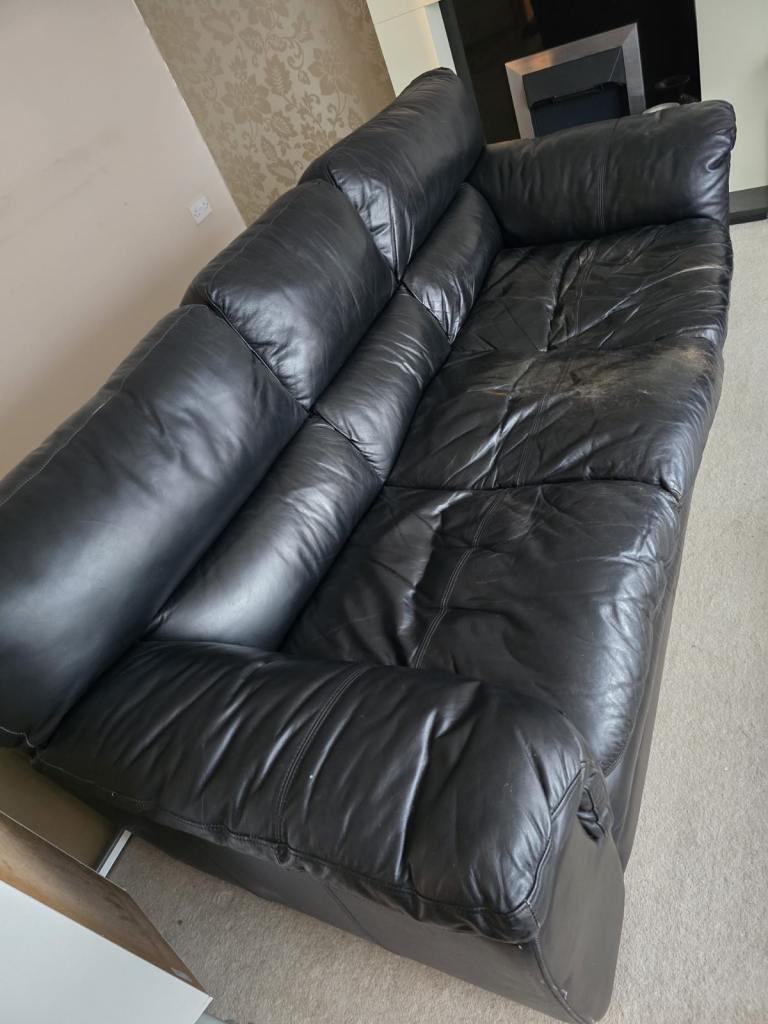 Black leather sofa
