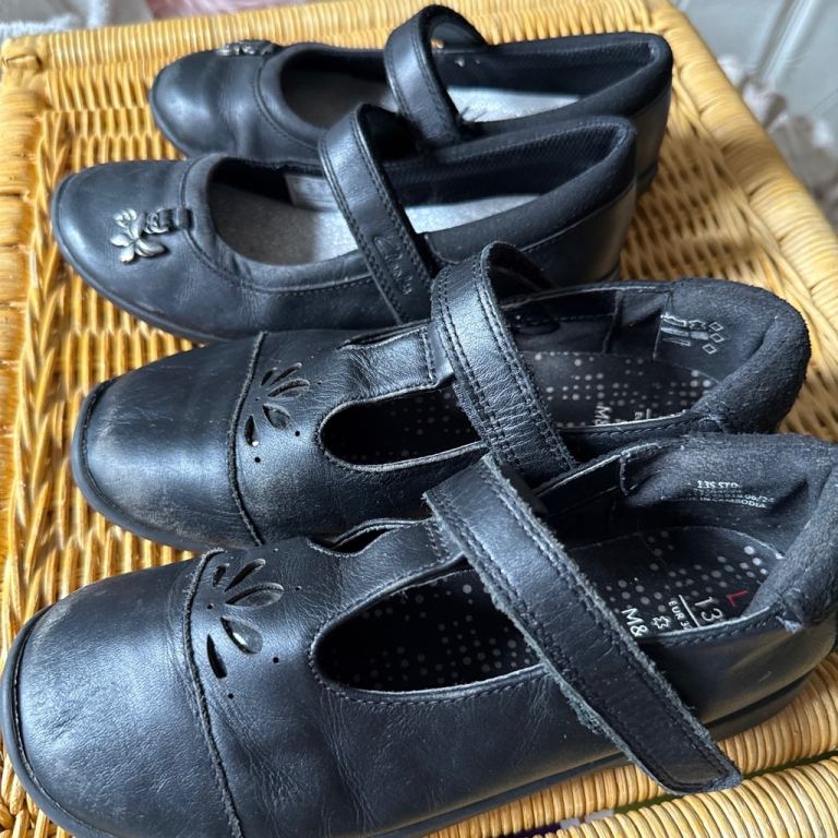 M&S & Clarks Black Leather Kids School Shoes UK 13 (EUR 37)