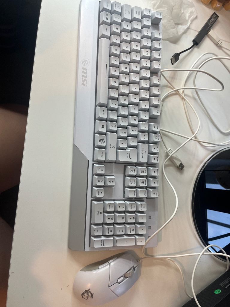 MSI VIGOR GK30 Keyboard & CLUTCH GM11 Mouse – White, Good Condition