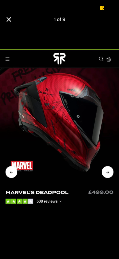 Ruroc Marvel Motorcycle Helmet (Used Once)