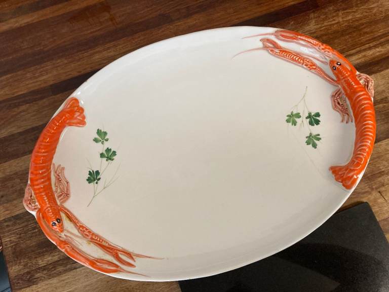 VERY LARGE VINTAGE ITALIAN MAJOLICA SEAFOOD PLATTER VBC FOR CRE ART