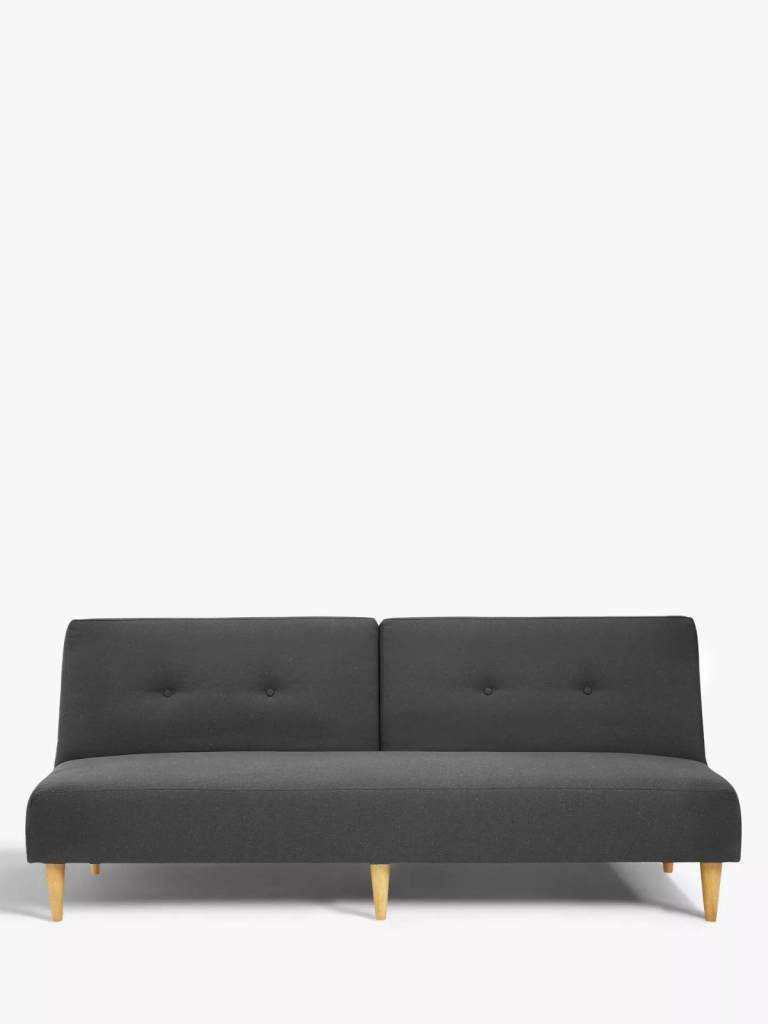 Clapton Fixed Back Small Sofa Bed, Light Leg, Fraser Steel in good condition