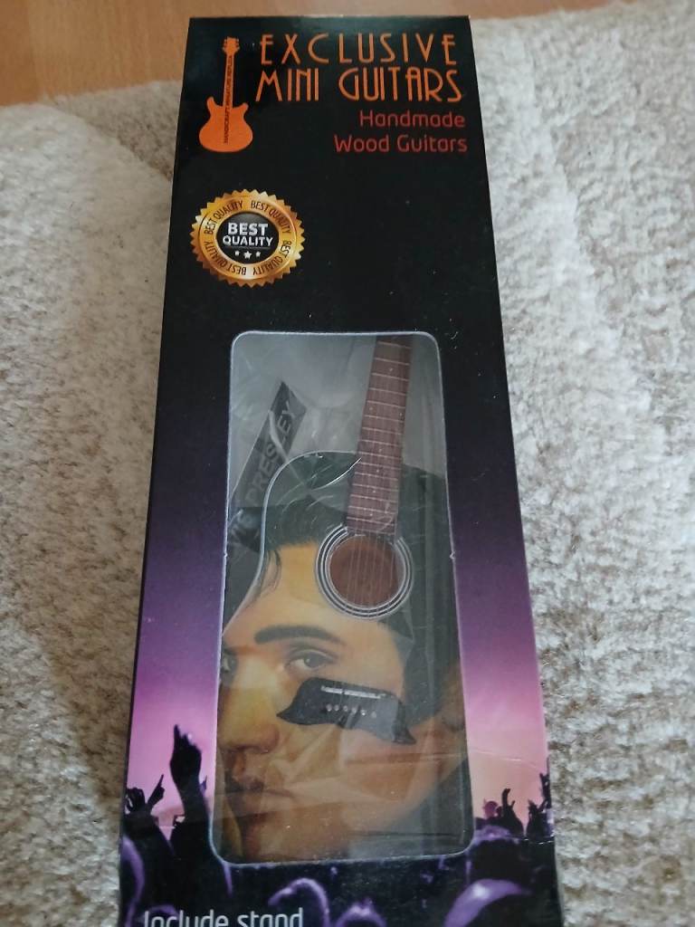 Elvis handmade miniature wooden guitar