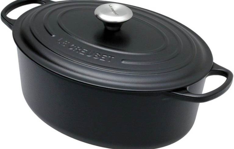 Le Creuset 29 Lidded Black Cast Iron Oval Casserole Dutch Oven Dish W28cm H10cm