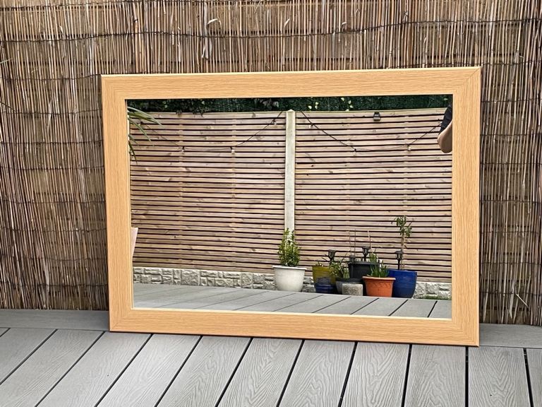 Wall Mirror / Oak Effect 41in x 29in