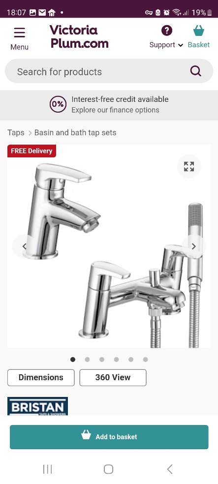 Basin and Bath Shower mixer tap pack - Bristan Orta