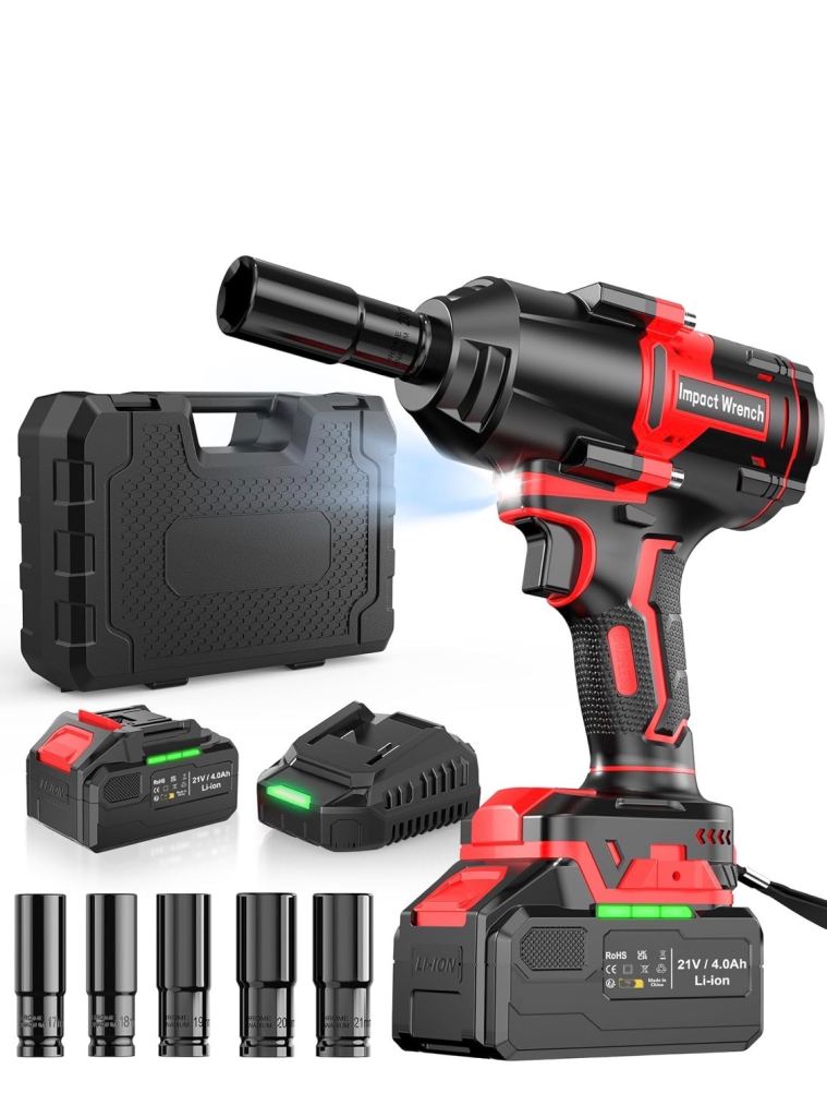 Impact Wrench 1000nm Torque 2 Batteries 4000MAH