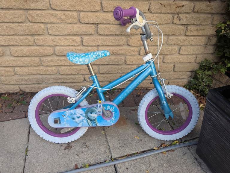 Girls Frozen Bike - Blue with White Tyres, Good Condition