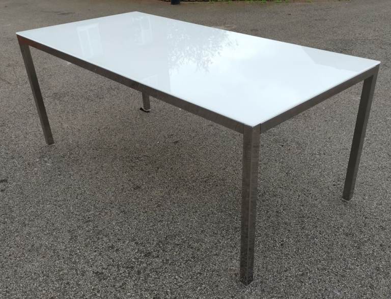 IKEA Torsby White Glass & Chrome Table 180x85cm FREE DELIVERY 071