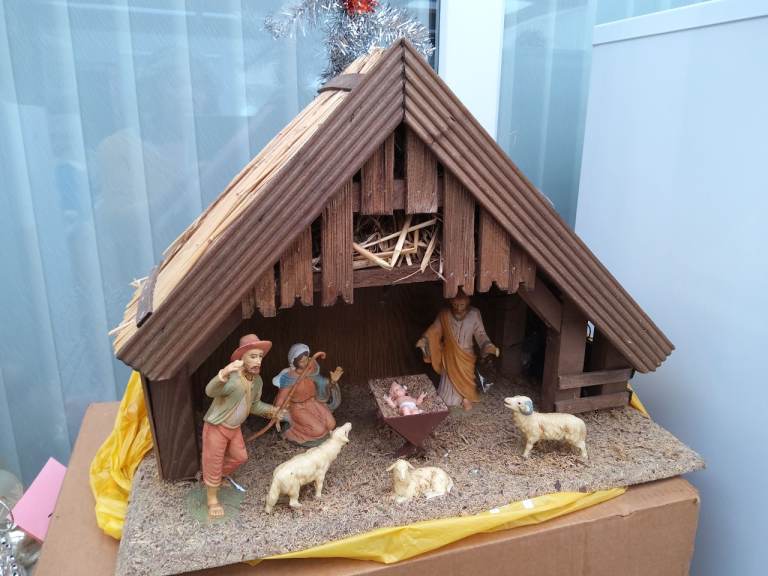 image for Christmas nativity scene with lights