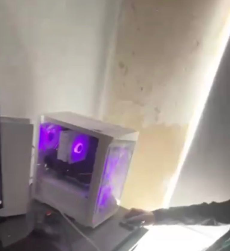 White Gaming PC Desktop Tower with Purple LED Lights