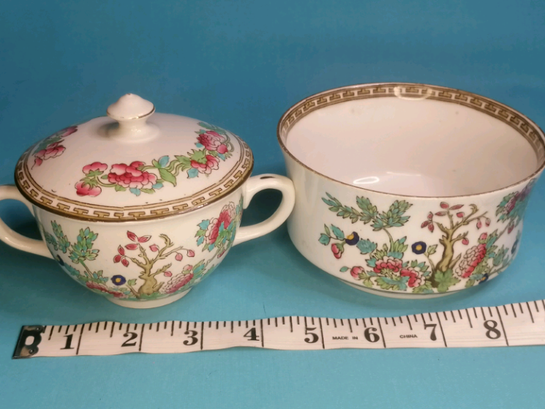 Vintage England INDIAN TREE Sugar Bowl No Cover 1896+ Royal Vitreous