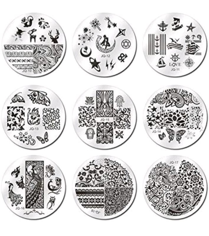Bnip Biutee 30Pcs Round Nail Stamping Plates Kit