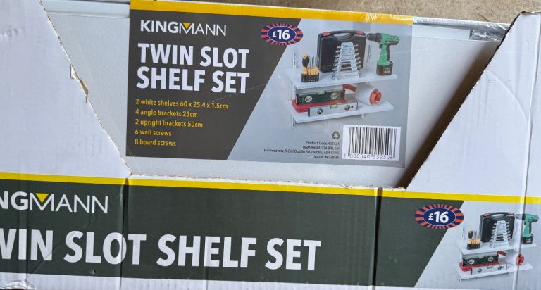 Job Lot: 4x New White Twin Slot Shelf Sets – Garage / Pantry Storage