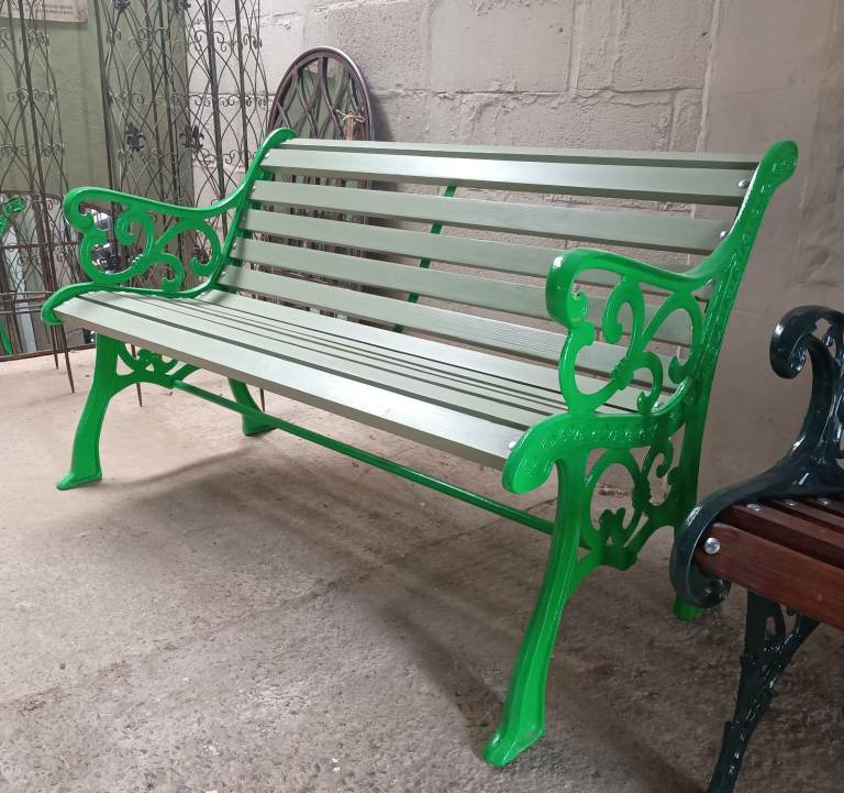 Refurbished Vintage Cast Iron Garden Bench 