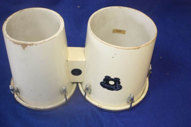 Vintage 1960s Dallas President White Bongo Drums 5.1/2 inch + 6.1/2 inch ~ 7.1/2 inch deep £125 ono