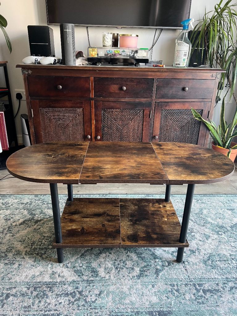 Aibiju Small Coffee Table, Living Room Table, Wooden Coffee Table with 2 Tier Storage Shelves