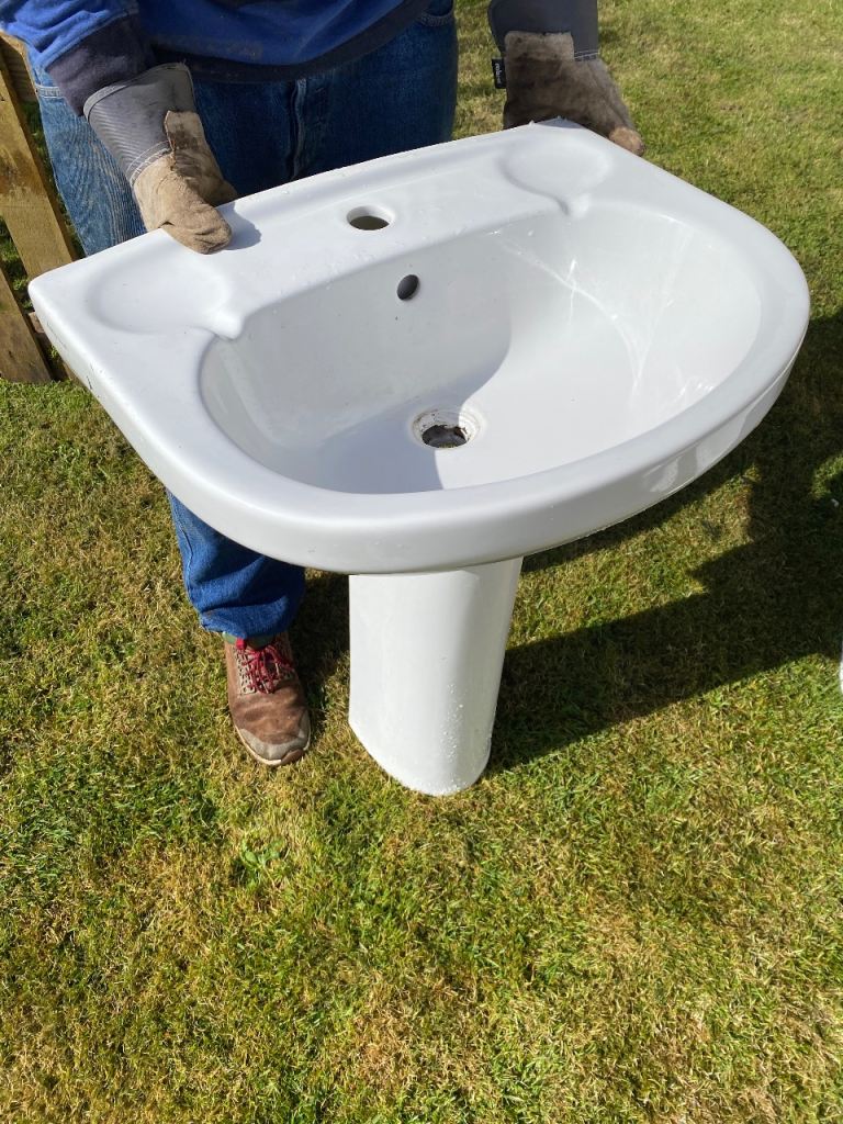 Toilet and Pedestal Sink Used