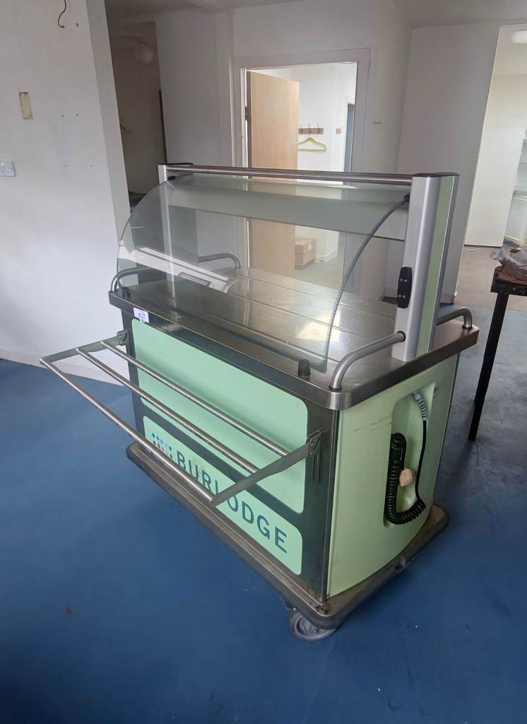 Food trolley with oven & fridge sections, on wheels, and works off a 13A plug