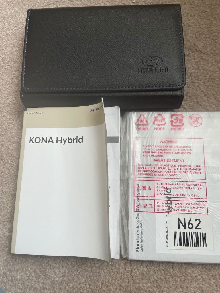 Hyundai KONA Hybrid 2022 onwards Car Manual and Navigation Guide with Wallet