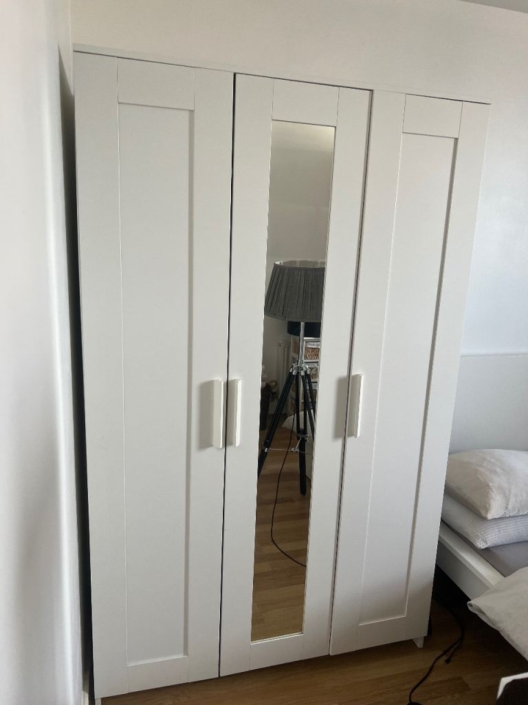 Wardrobe with 3 doors, white, 117x50x190 cm