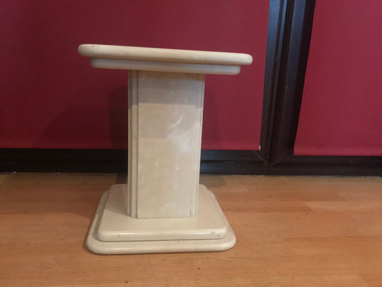 Marble / Rare Cream Marble Plant / Lamp Stand