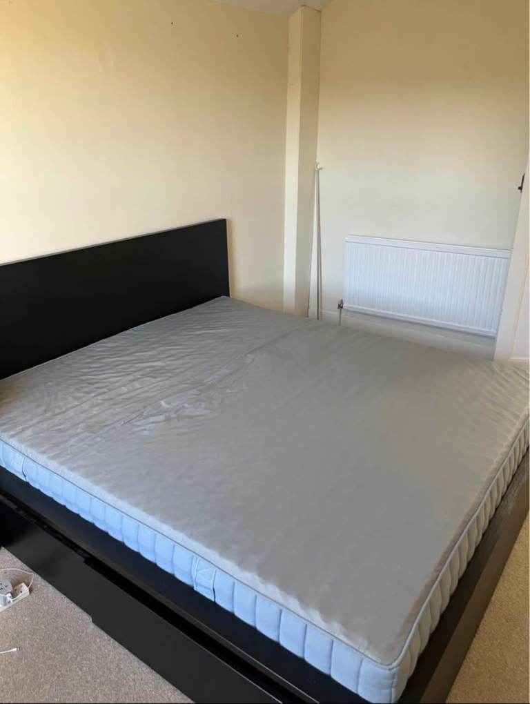 Double Storage Bed with Mattress & Integrated Bedside Units – Excellent Condition