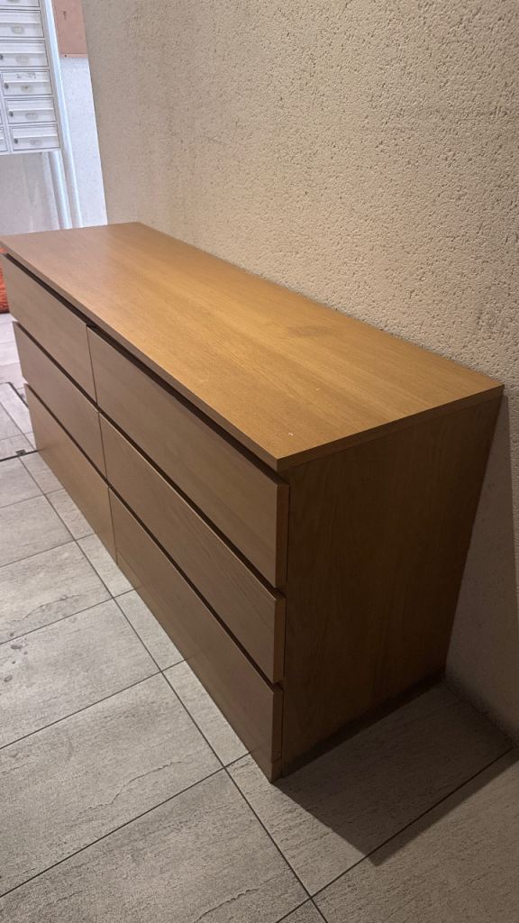 IKEA MALM Chest of 6 Drawers — Oak Veneer (160×78cm) — £35