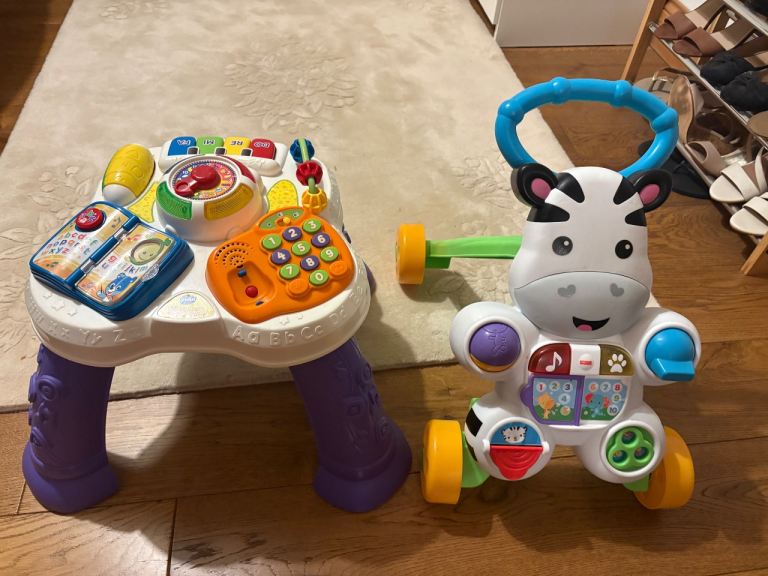 Toddler Toys: Jumperoo, baby walker and activity table 