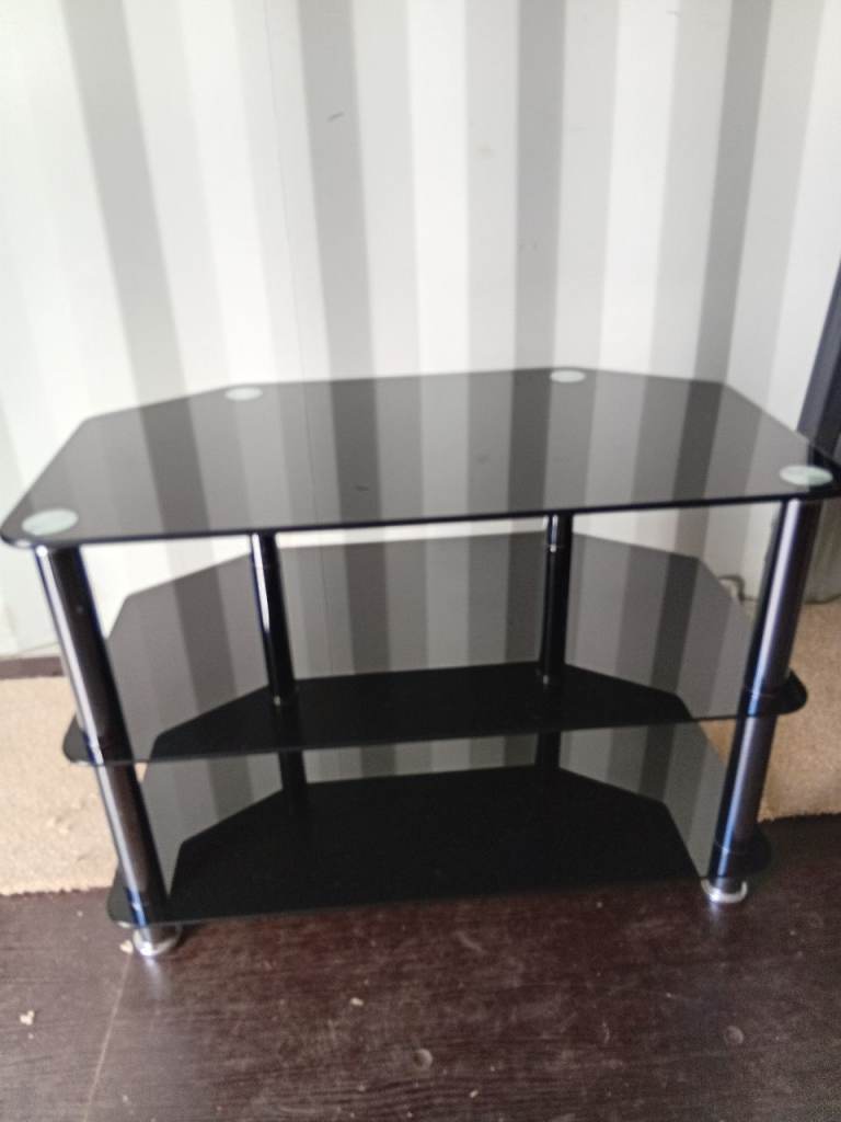 Black Glass TV Stand – Good Condition
