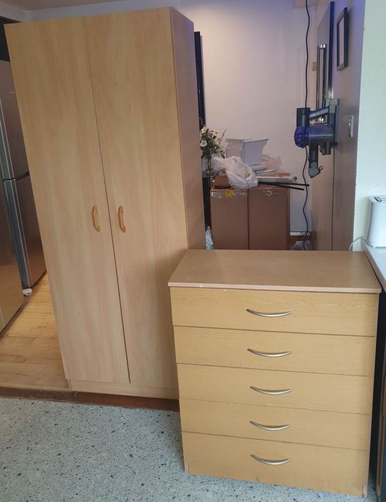 2 Door Wardrobe + 5 Drawer Chest of Drawers Bedroom Storage COLLECT LONDON NW9