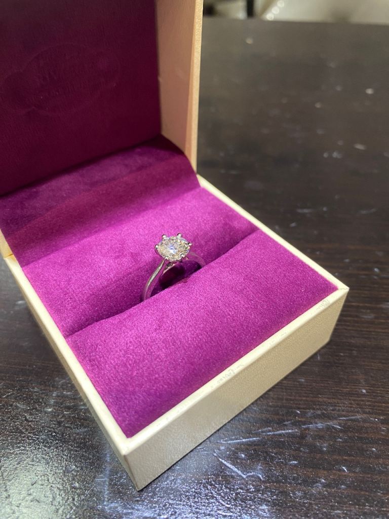 Engagement Diamond Ring Platinum Round Brilliant 1.84ct F Lab Created Size L