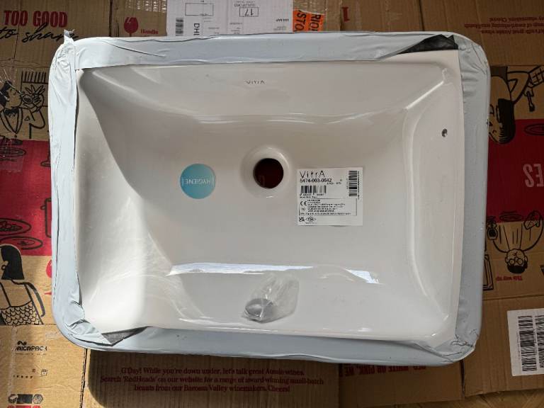 VitrA S20 Countertop / Inset Basin – 50cm Square – White – Brand New in Box