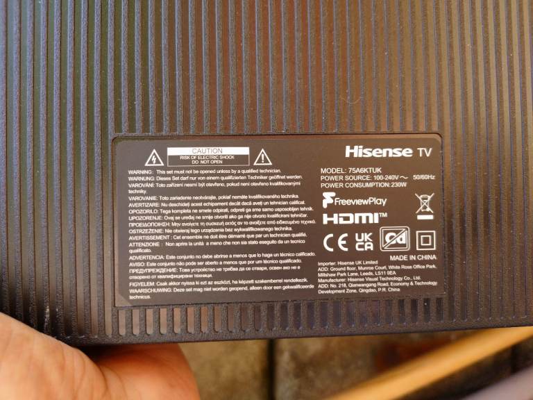 HISENSE 75A6KTUK 75" TV Smashed/Damaged screen all parts inside for parts, Collection only