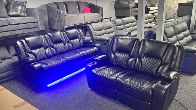 ELECTRIC RECLINER 3 + 2 SEATER Sofa Set - Leather Comfort & LED LIGHTS _ C O D - SAME DAY DELIVERY::