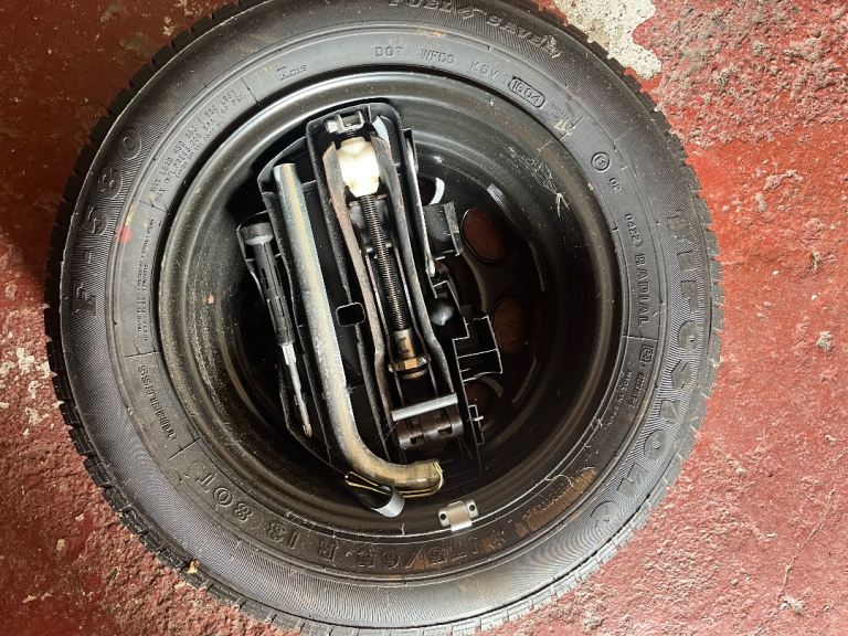 Spare tyre and jack