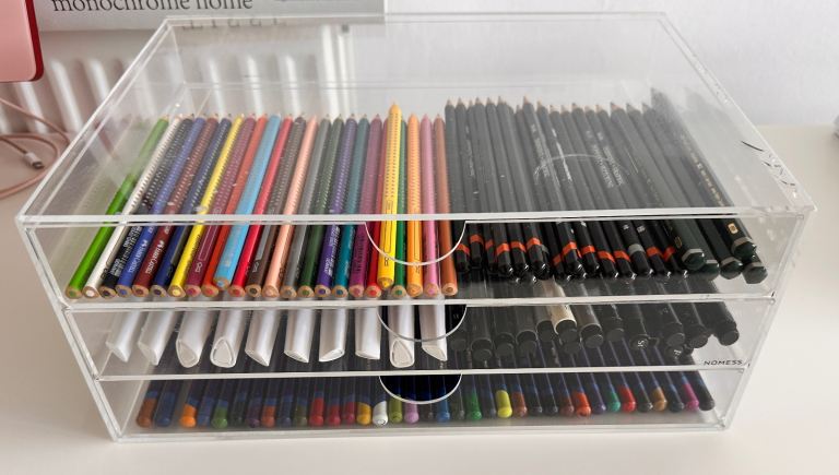 Nomess clear acrylic triple drawer (items inside aren’t included)