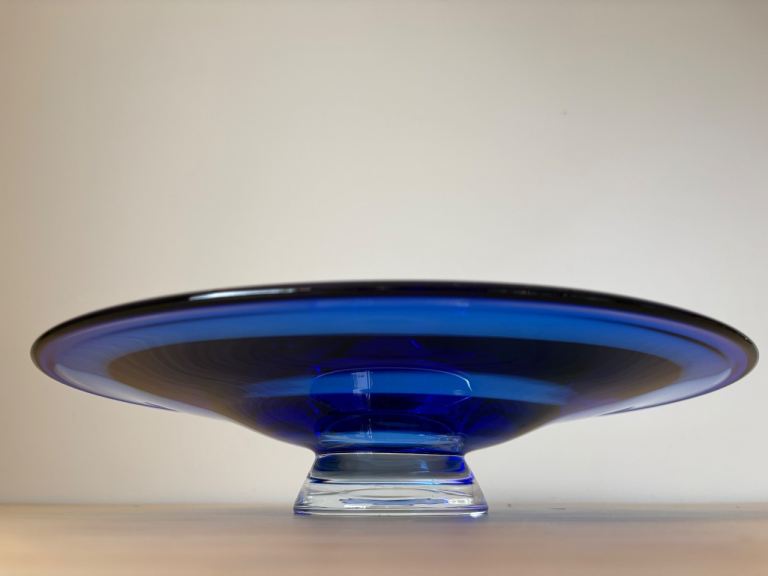 Large, Vintage, Glass bowl, cobalt blue. Kosta Boda?